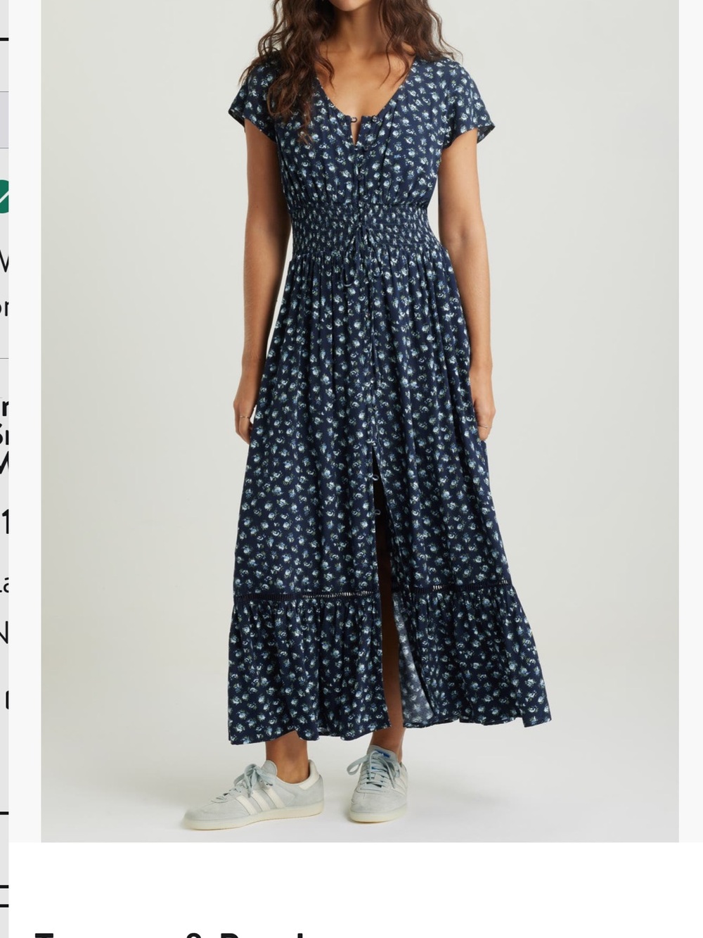Treasure & Bond Floral Smocked Waist Maxi Dress Size L